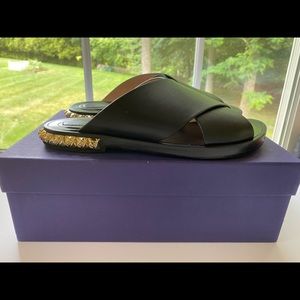 Stuart Weitzman Sandals Slides Studded Black 6.5